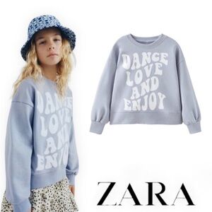 Zara Kids “Dance Love and Enjoy” Crewneck Sweatshirt size 10